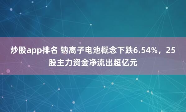 炒股app排名 钠离子电池概念下跌6.54%，25股主力资金净流出超亿元